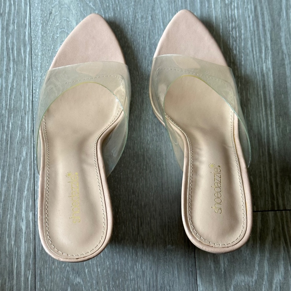 SHOEDAZZLE | pointed toe transparent PVC mule wedges - Picture 3 of 5
